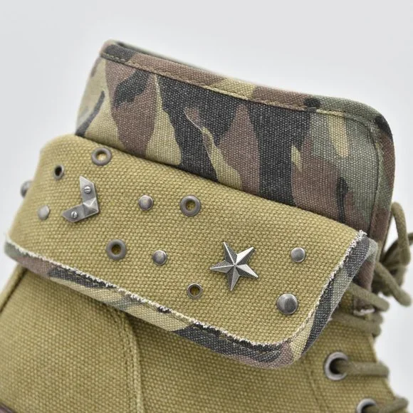 NWOT Rock & Candy by ZiGi Green Camouflage Spraypaint Boots, Women's Size 6.5 - Picture 2 of 13